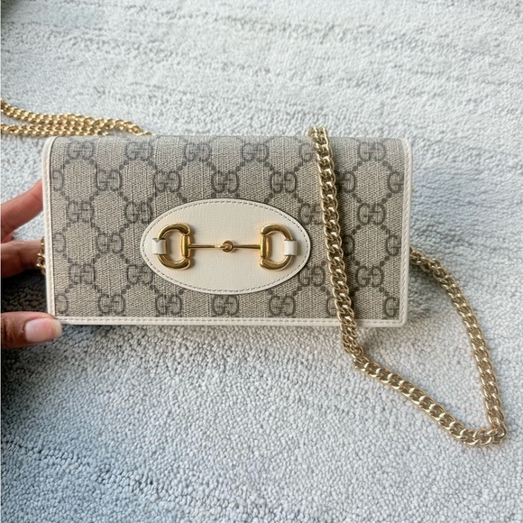 Horsebit Gucci 1955 wallet with chain AUTHENTIC like new without flaws - Picture 1 of 8